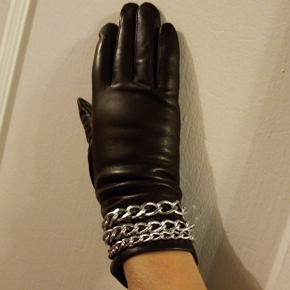 BROWN LEATHER GLOVES W/CASHMERE LINING SIZE S NWT